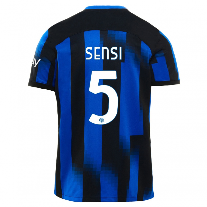 Niño Camiseta Stefano Sensi #5 Azul Negro 1ª Equipación 2023/24 La Camisa