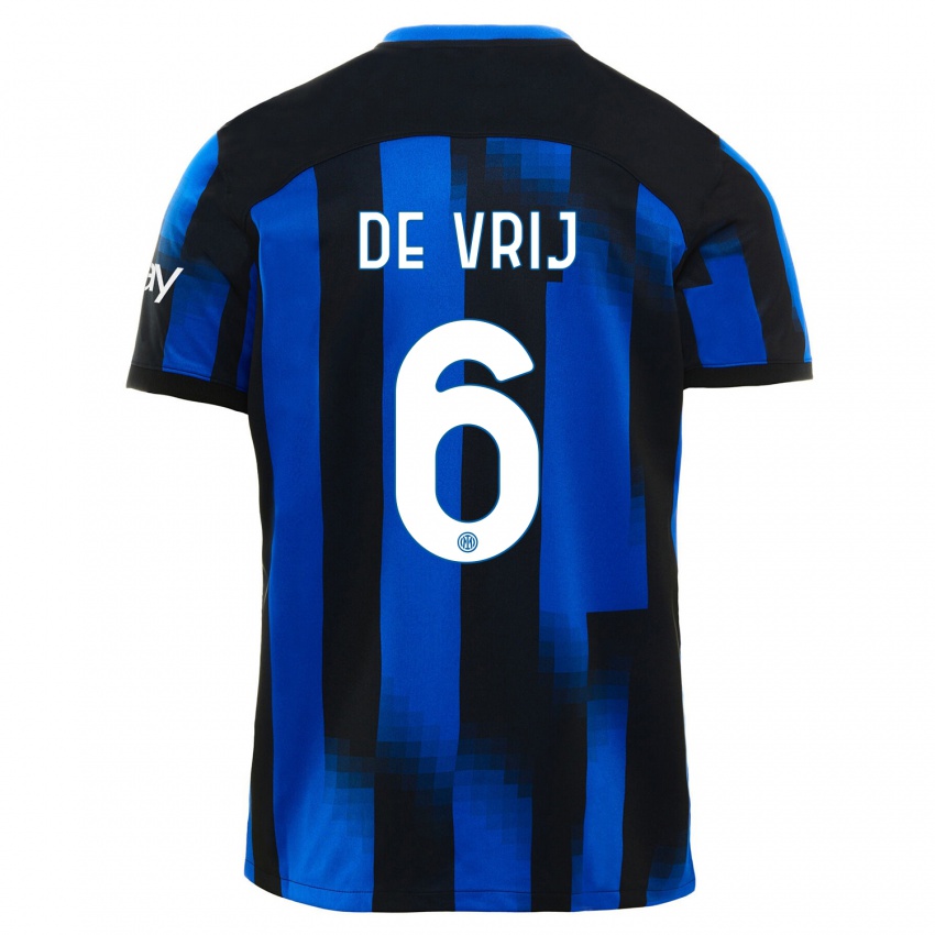 Niño Camiseta Stefan De Vrij #6 Azul Negro 1ª Equipación 2023/24 La Camisa