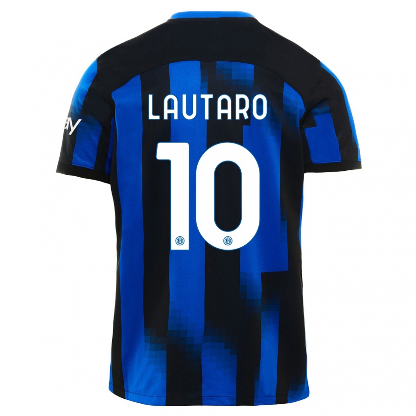 Niño Camiseta Lautaro Martínez #10 Azul Negro 1ª Equipación 2023/24 La Camisa