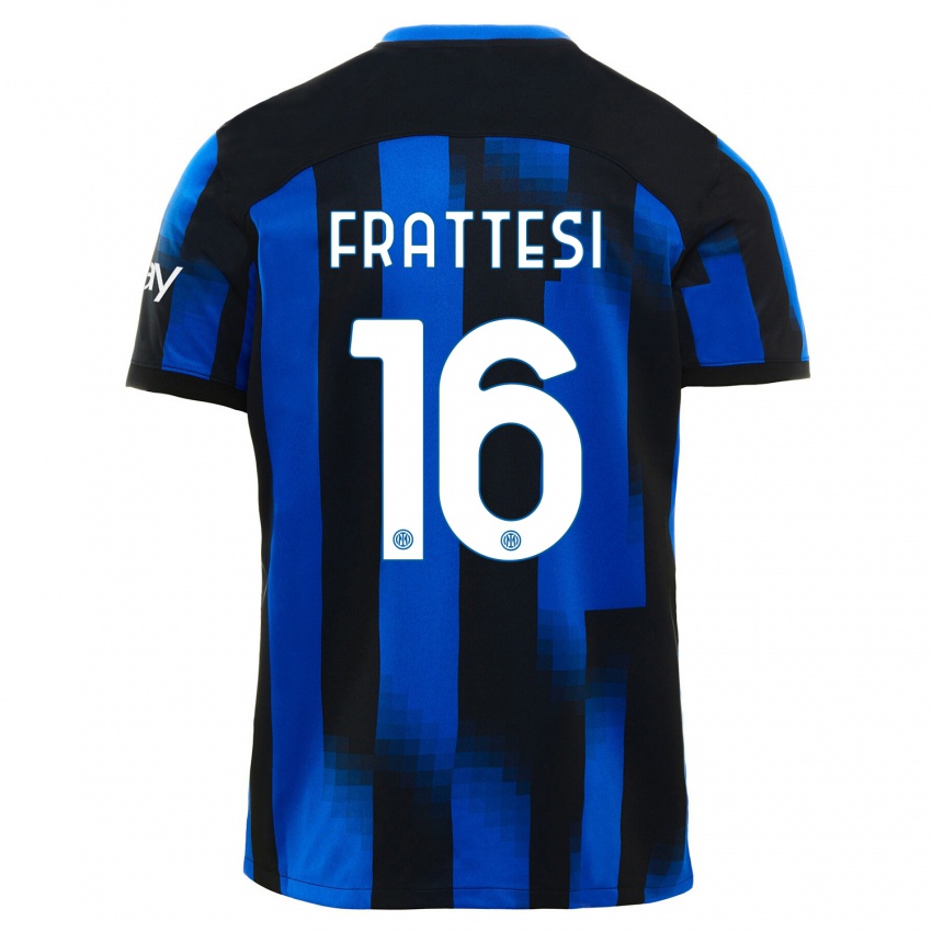Niño Camiseta Davide Frattesi #16 Azul Negro 1ª Equipación 2023/24 La Camisa