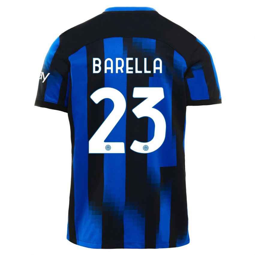 Niño Camiseta Nicolo Barella #23 Azul Negro 1ª Equipación 2023/24 La Camisa