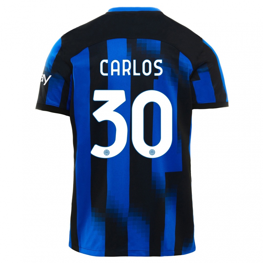 Niño Camiseta Carlos Augusto #30 Azul Negro 1ª Equipación 2023/24 La Camisa