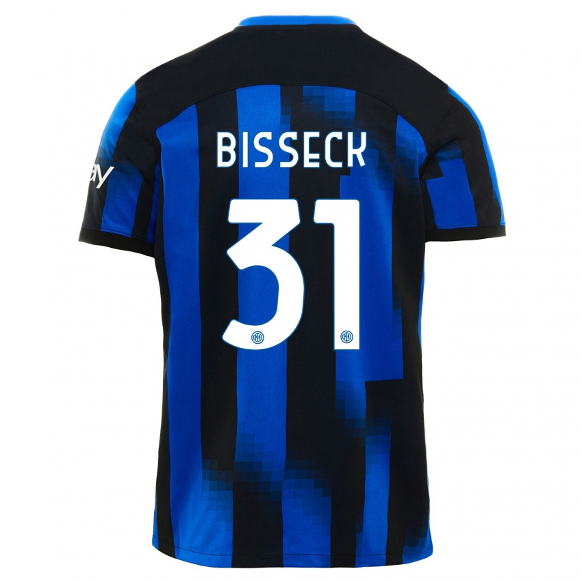 Niño Camiseta Yann Bisseck #31 Azul Negro 1ª Equipación 2023/24 La Camisa