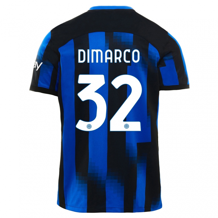 Niño Camiseta Federico Dimarco #32 Azul Negro 1ª Equipación 2023/24 La Camisa