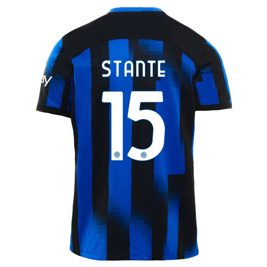 Niño Camiseta Francesco Stante #15 Azul Negro 1ª Equipación 2023/24 La Camisa