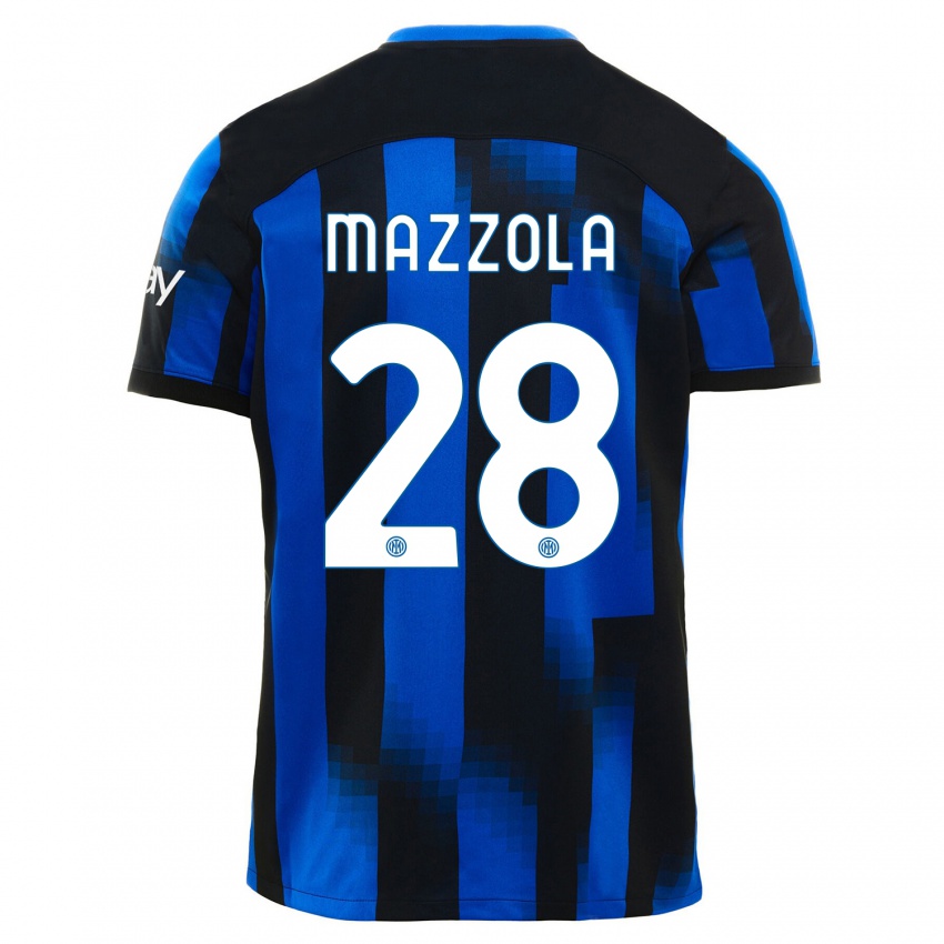 Niño Camiseta Giuseppe Mazzola #28 Azul Negro 1ª Equipación 2023/24 La Camisa