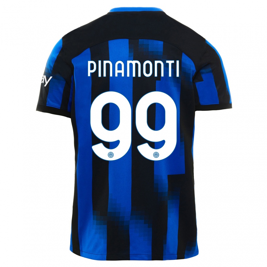 Niño Camiseta Andrea Pinamonti #99 Azul Negro 1ª Equipación 2023/24 La Camisa