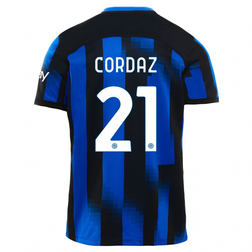 Niño Camiseta Alex Cordaz #21 Azul Negro 1ª Equipación 2023/24 La Camisa
