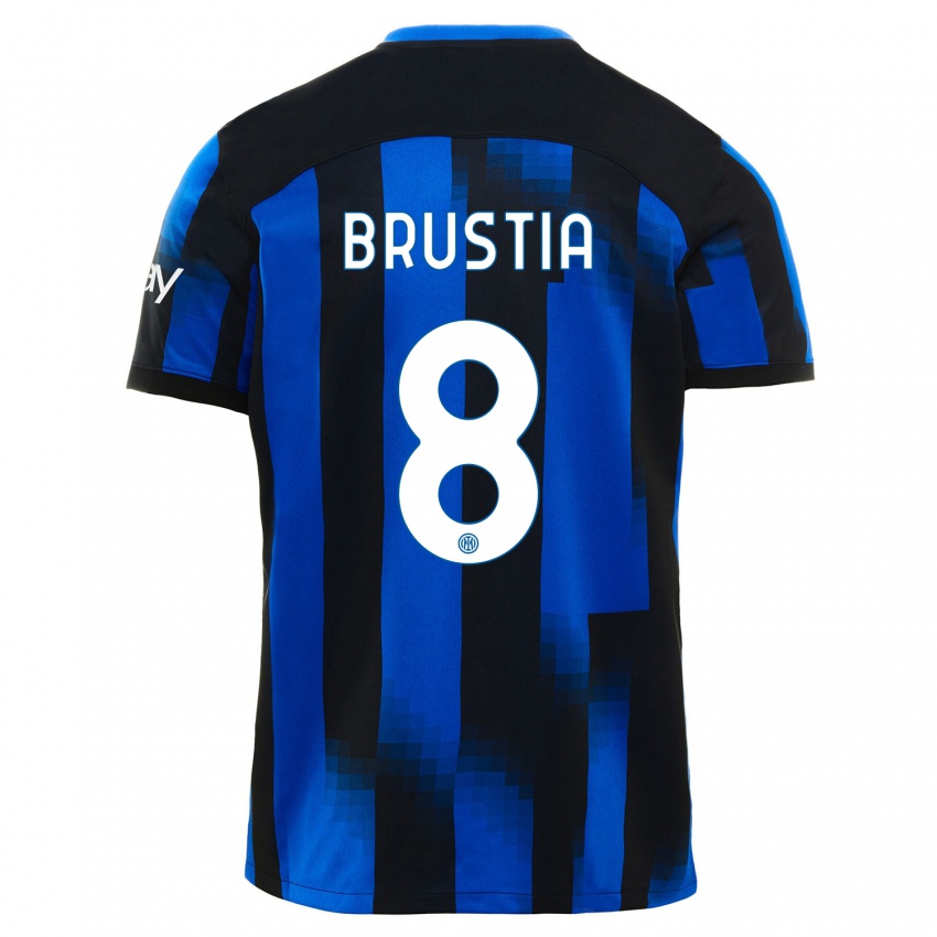 Niño Camiseta Martina Brustia #8 Azul Negro 1ª Equipación 2023/24 La Camisa