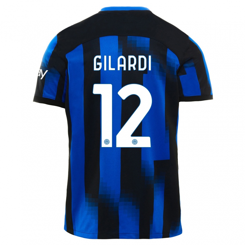 Niño Camiseta Astrid Gilardi #12 Azul Negro 1ª Equipación 2023/24 La Camisa