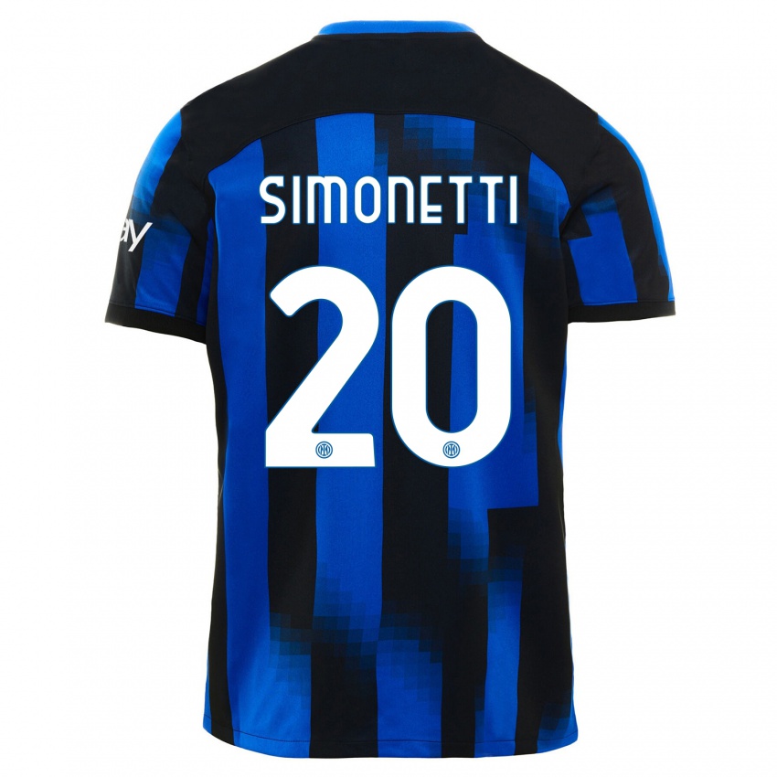 Niño Camiseta Flaminia Simonetti #20 Azul Negro 1ª Equipación 2023/24 La Camisa