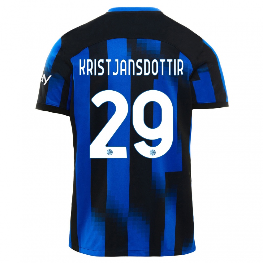 Niño Camiseta Anna Bjork Kristjansdottir #29 Azul Negro 1ª Equipación 2023/24 La Camisa