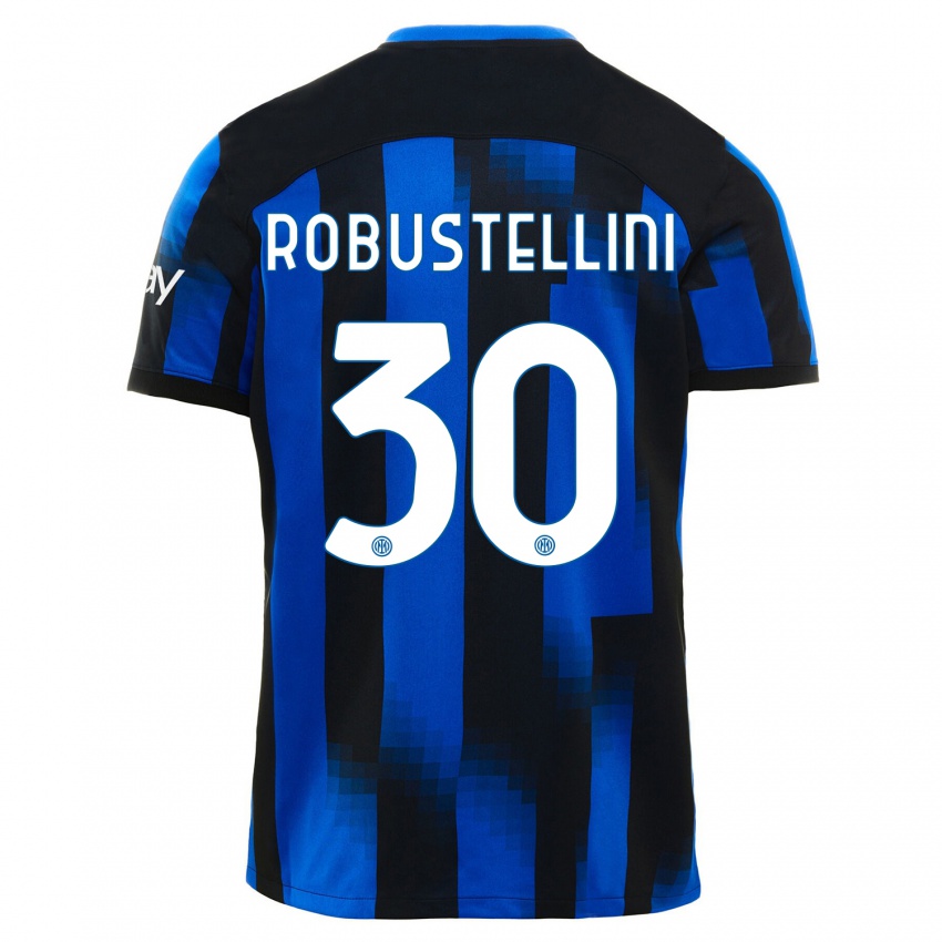 Niño Camiseta Chiara Robustellini #30 Azul Negro 1ª Equipación 2023/24 La Camisa