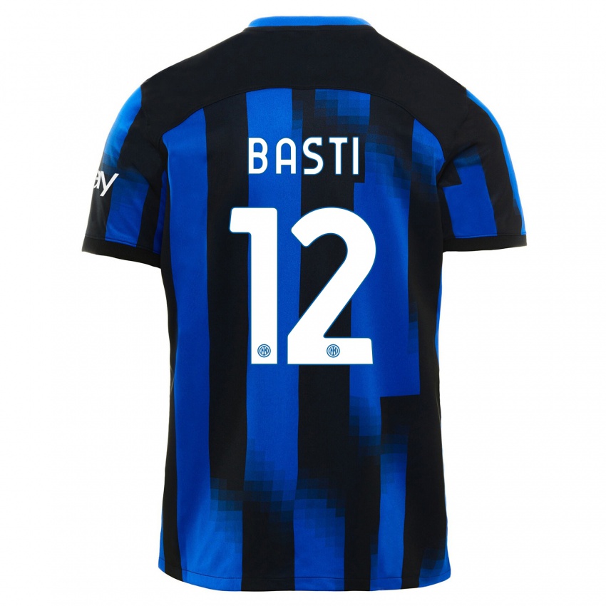 Niño Camiseta Matteo Basti #12 Azul Negro 1ª Equipación 2023/24 La Camisa