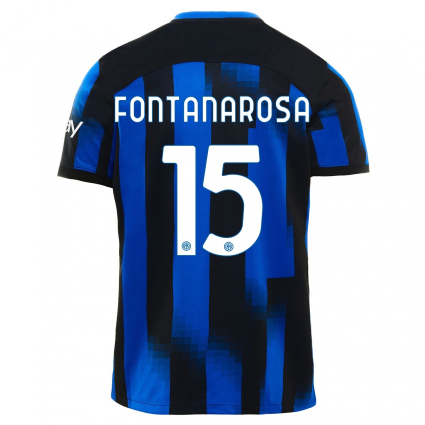 Niño Camiseta Alessandro Fontanarosa #15 Azul Negro 1ª Equipación 2023/24 La Camisa