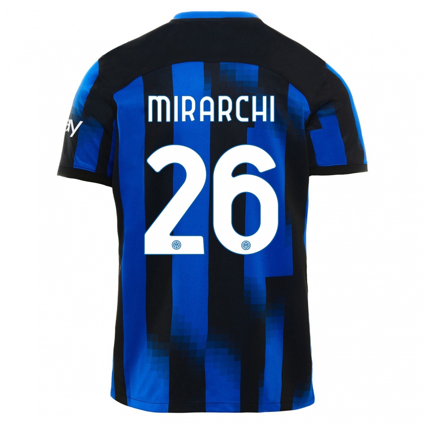 Niño Camiseta Mattia Mirarchi #26 Azul Negro 1ª Equipación 2023/24 La Camisa