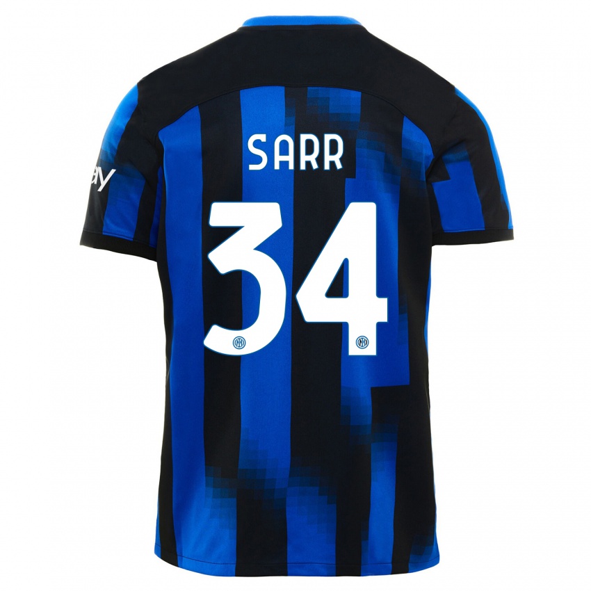 Niño Camiseta Amadou Sarr #34 Azul Negro 1ª Equipación 2023/24 La Camisa