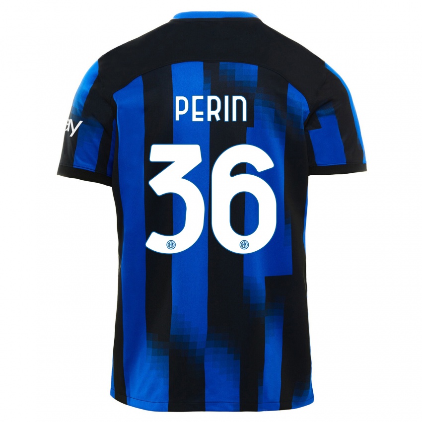 Niño Camiseta Nicolo Perin #36 Azul Negro 1ª Equipación 2023/24 La Camisa