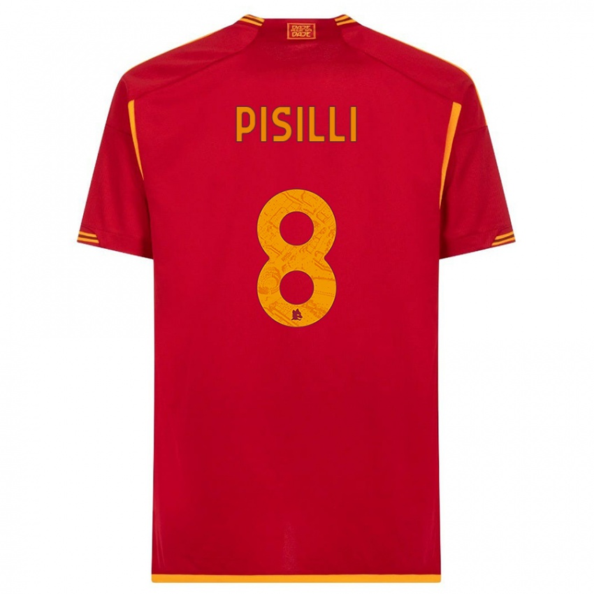 Niño Camiseta Niccolo Pisilli #8 Rojo 1ª Equipación 2023/24 La Camisa