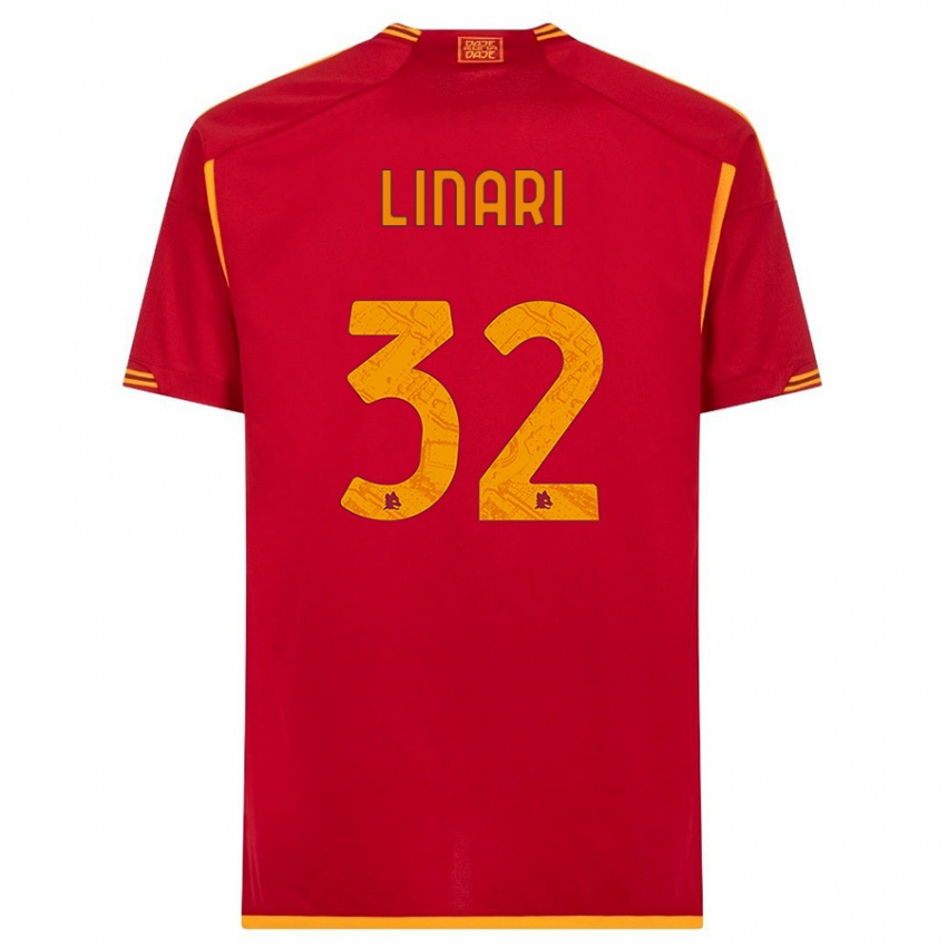 Niño Camiseta Elena Linari #32 Rojo 1ª Equipación 2023/24 La Camisa
