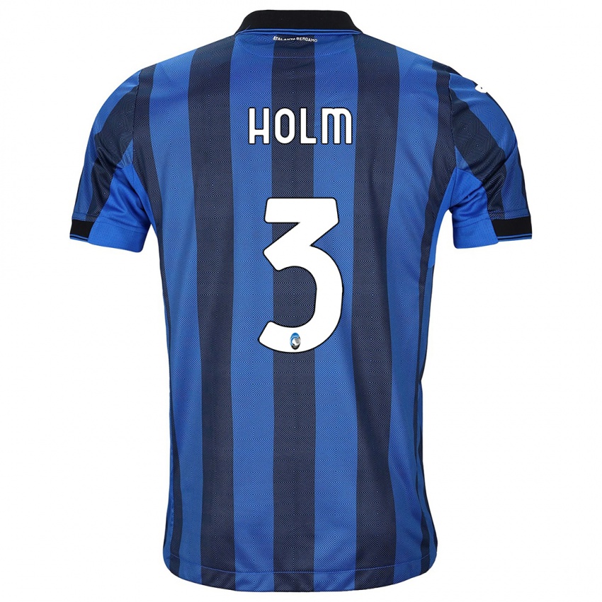 Niño Camiseta Emil Holm #3 Azul Negro 1ª Equipación 2023/24 La Camisa