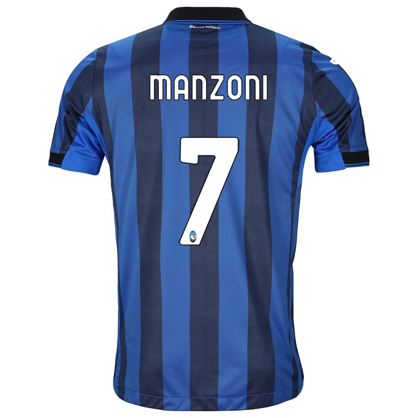 Niño Camiseta Alberto Manzoni #7 Azul Negro 1ª Equipación 2023/24 La Camisa