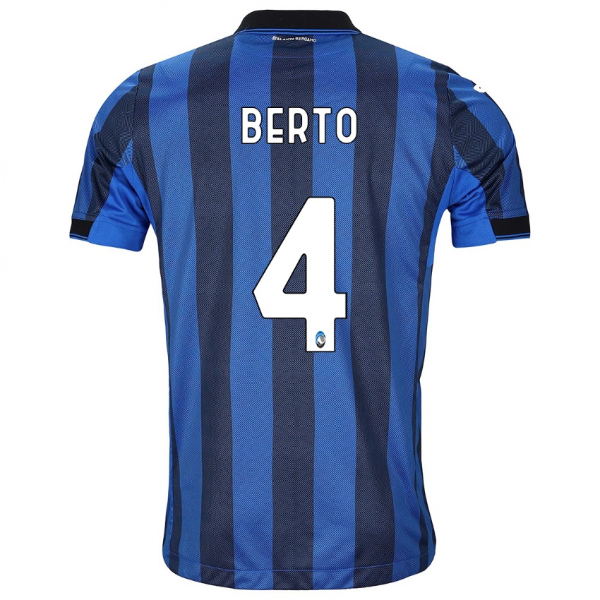 Niño Camiseta Gabriele Berto #4 Azul Negro 1ª Equipación 2023/24 La Camisa