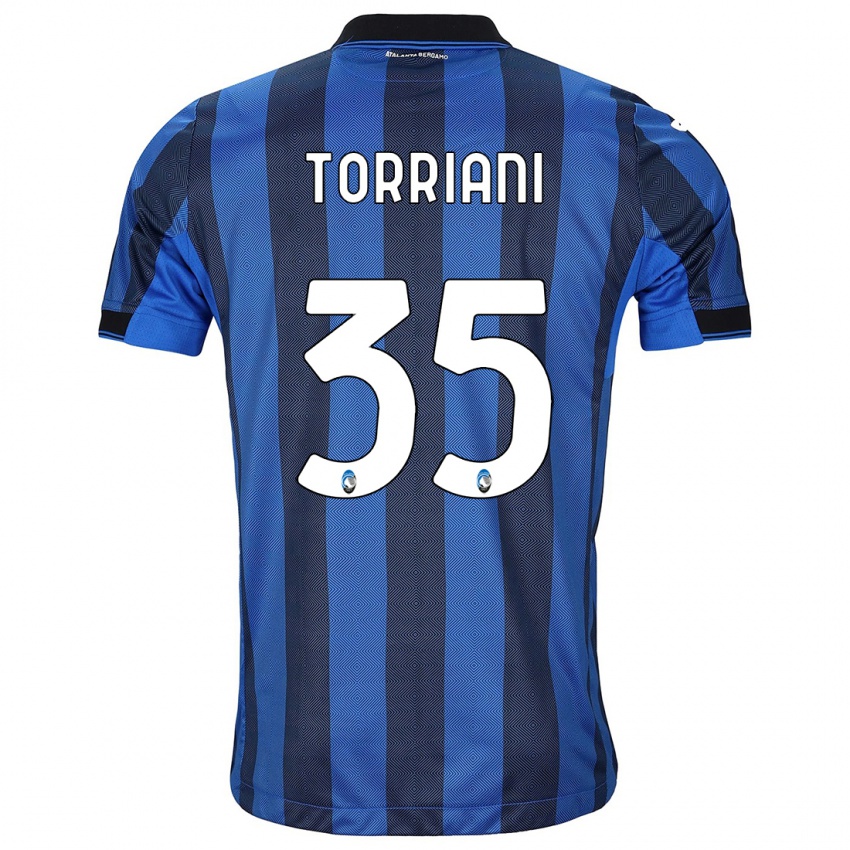 Niño Camiseta Andrea Torriani #35 Azul Negro 1ª Equipación 2023/24 La Camisa
