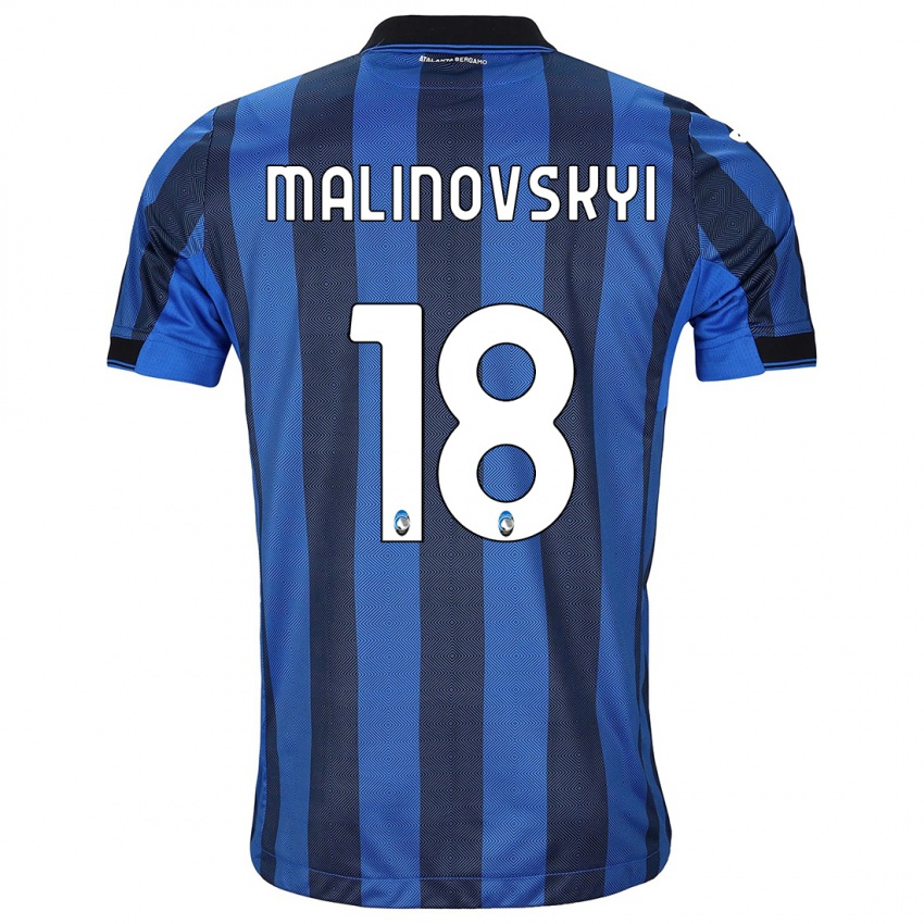 Niño Camiseta Ruslan Malinovskyi #18 Azul Negro 1ª Equipación 2023/24 La Camisa