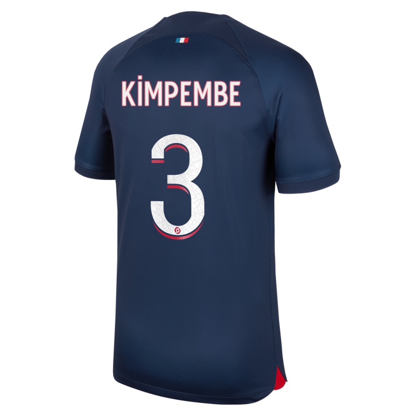 Niño Camiseta Presnel Kimpembe #3 Azul Rojo 1ª Equipación 2023/24 La Camisa