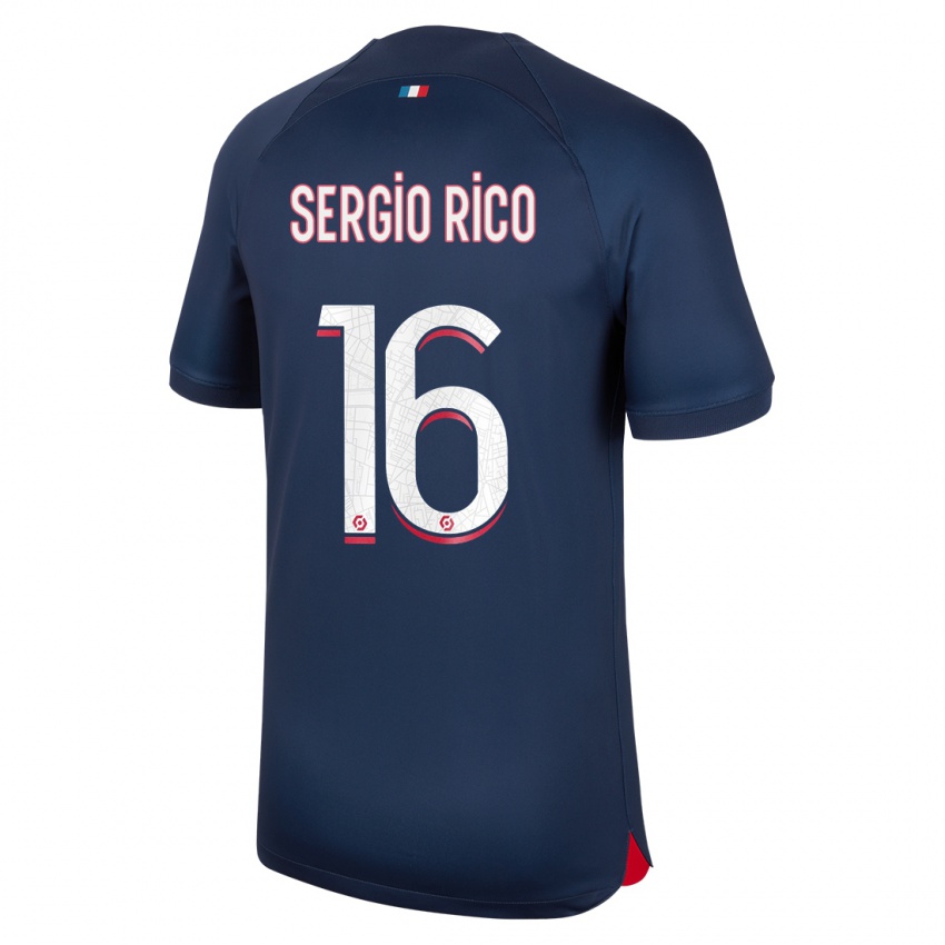 Niño Camiseta Sergio Rico #16 Azul Rojo 1ª Equipación 2023/24 La Camisa