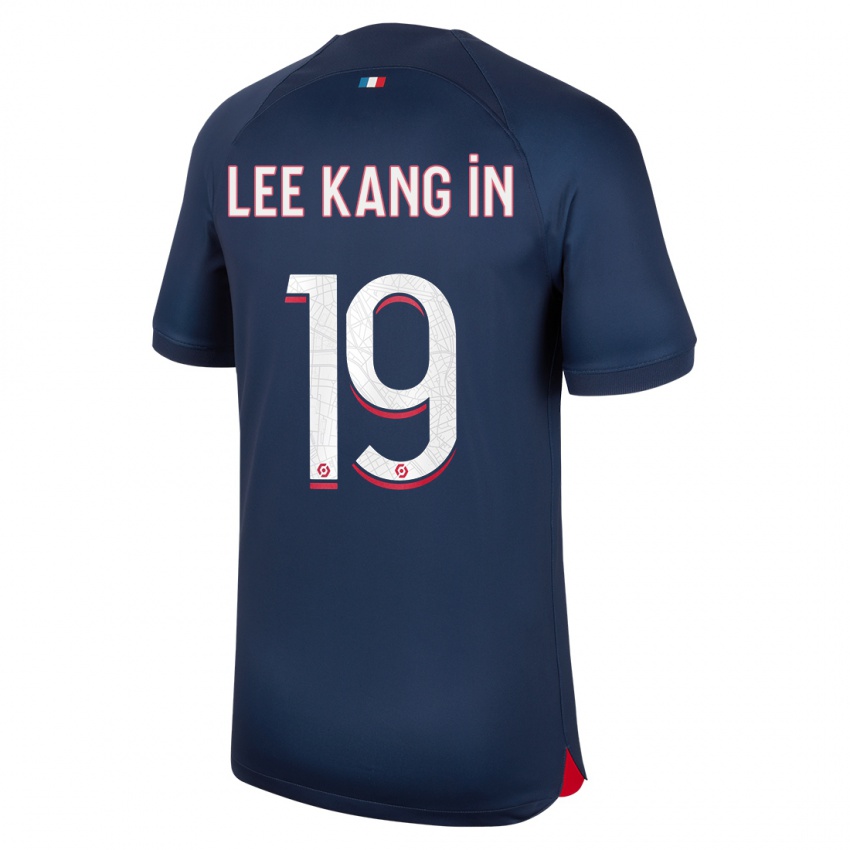 Niño Camiseta Kang-In Lee #19 Azul Rojo 1ª Equipación 2023/24 La Camisa