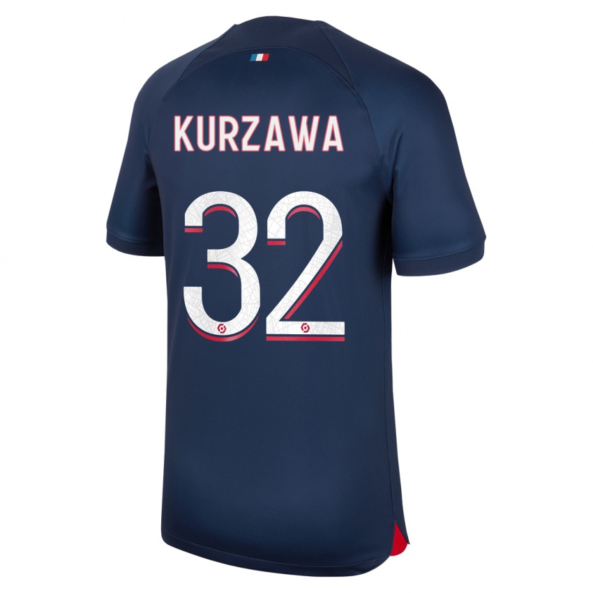 Niño Camiseta Layvin Kurzawa #32 Azul Rojo 1ª Equipación 2023/24 La Camisa