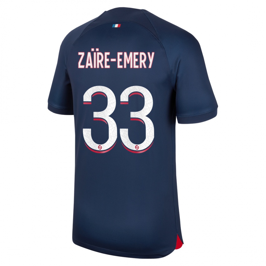 Niño Camiseta Warren Zaire Emery #33 Azul Rojo 1ª Equipación 2023/24 La Camisa