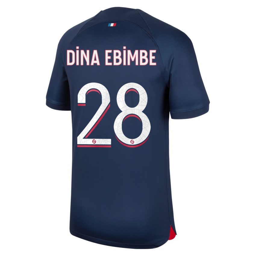 Niño Camiseta Eric Junior Dina Ebimbe #28 Azul Rojo 1ª Equipación 2023/24 La Camisa