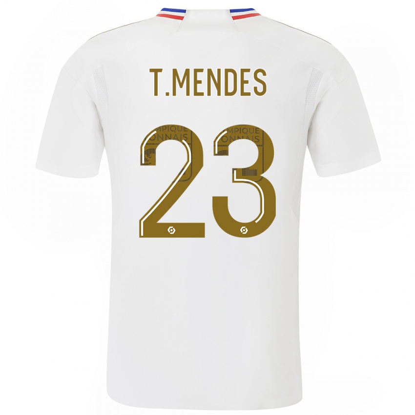 Niño Camiseta Thiago Mendes #23 Blanco 1ª Equipación 2023/24 La Camisa