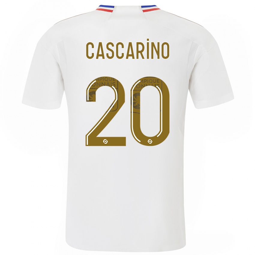 Niño Camiseta Delphine Cascarino #20 Blanco 1ª Equipación 2023/24 La Camisa