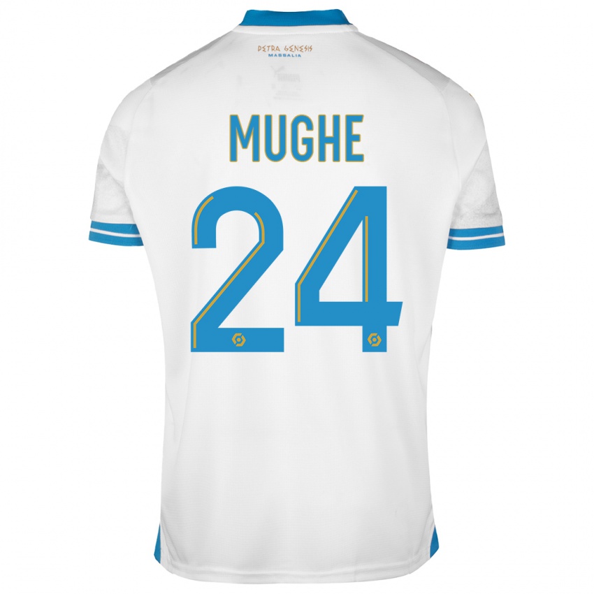 Niño Camiseta François Mughe #24 Blanco 1ª Equipación 2023/24 La Camisa