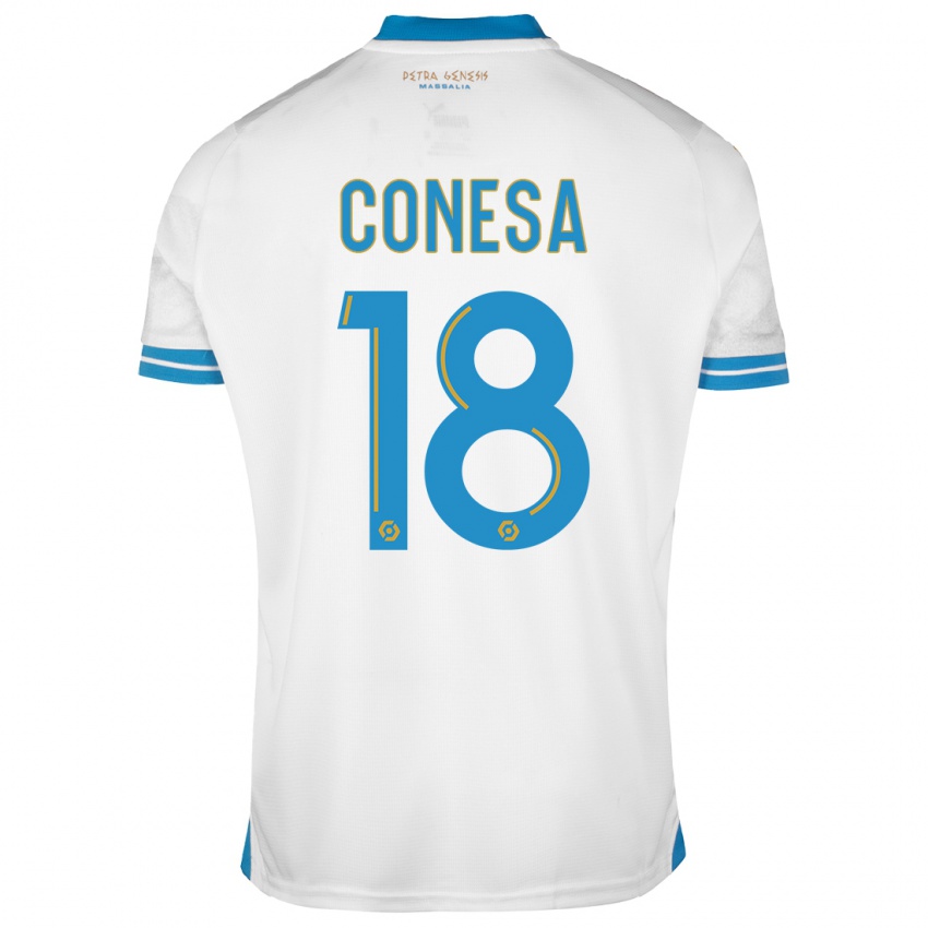 Niño Camiseta Anna Conesa #18 Blanco 1ª Equipación 2023/24 La Camisa
