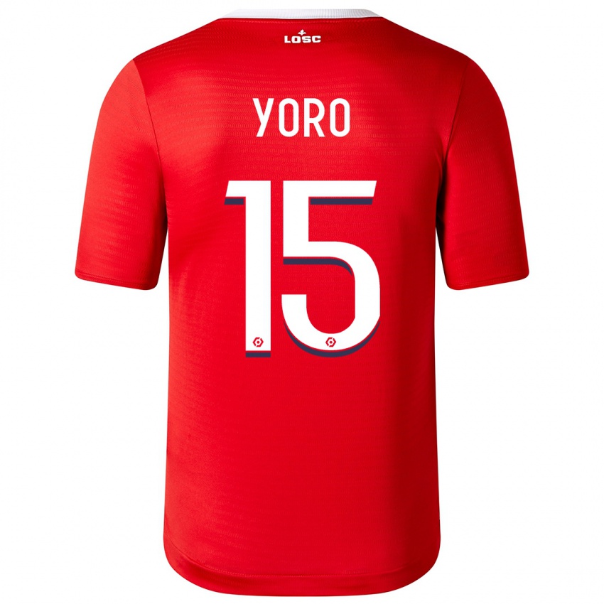 Niño Camiseta Leny Yoro #15 Rojo 1ª Equipación 2023/24 La Camisa
