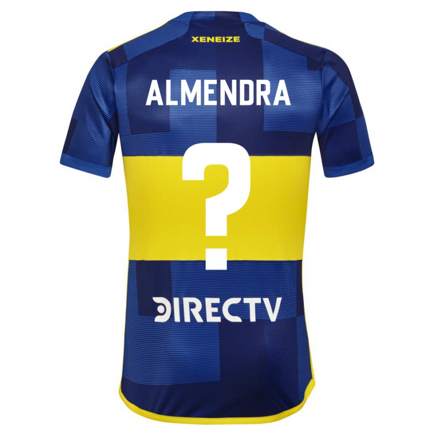 Niño Camiseta Agustin Almendra #0 Azul Oscuro Amarillo 1ª Equipación 2023/24 La Camisa