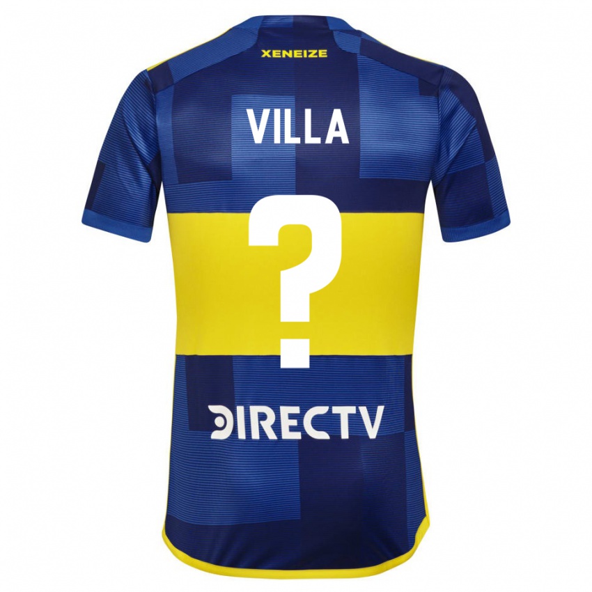 Niño Camiseta Sebastian Villa #0 Azul Oscuro Amarillo 1ª Equipación 2023/24 La Camisa