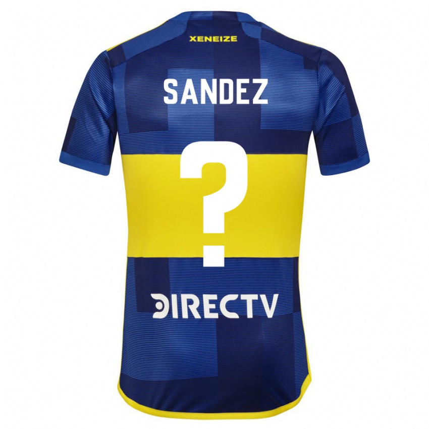 Niño Camiseta Agustin Sandez #0 Azul Oscuro Amarillo 1ª Equipación 2023/24 La Camisa