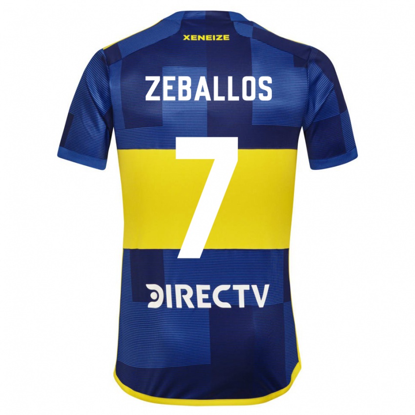 Niño Camiseta Exequiel Zeballos #7 Azul Oscuro Amarillo 1ª Equipación 2023/24 La Camisa