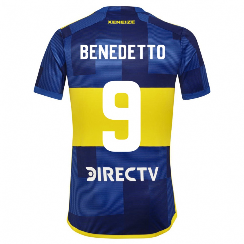Niño Camiseta Dario Benedetto #9 Azul Oscuro Amarillo 1ª Equipación 2023/24 La Camisa
