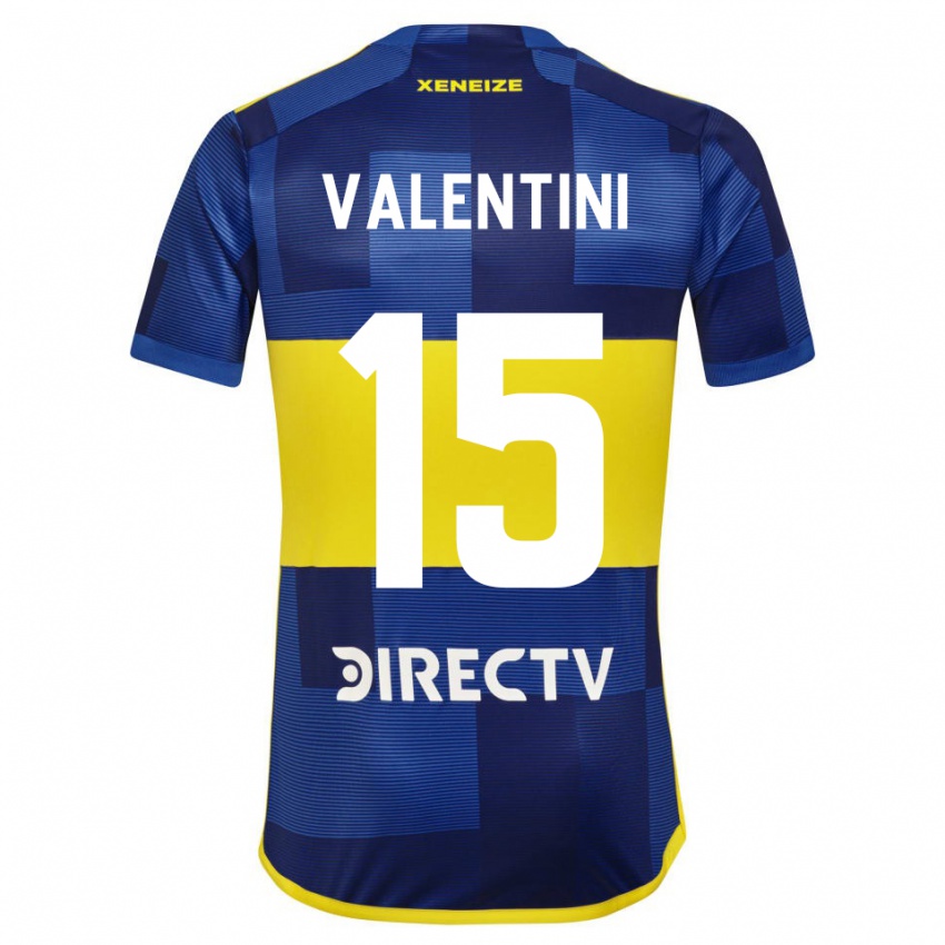 Niño Camiseta Nicolas Valentini #15 Azul Oscuro Amarillo 1ª Equipación 2023/24 La Camisa