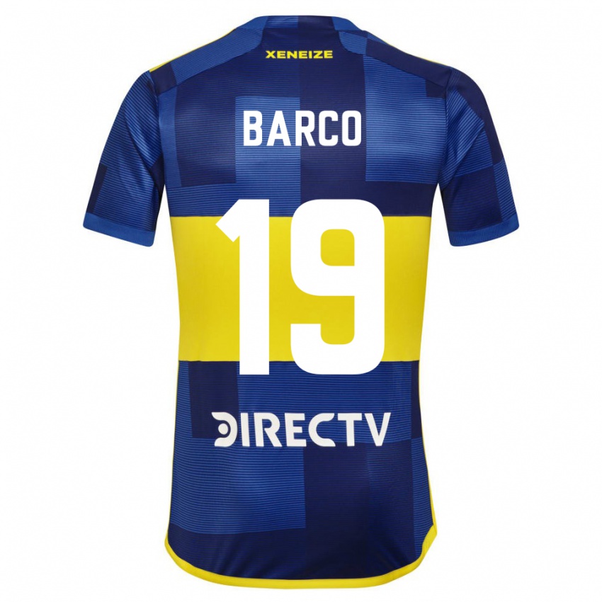 Niño Camiseta Valentin Barco #19 Azul Oscuro Amarillo 1ª Equipación 2023/24 La Camisa