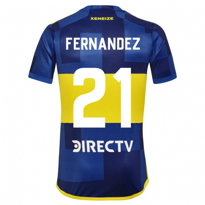 Niño Camiseta Ezequiel Fernandez #21 Azul Oscuro Amarillo 1ª Equipación 2023/24 La Camisa