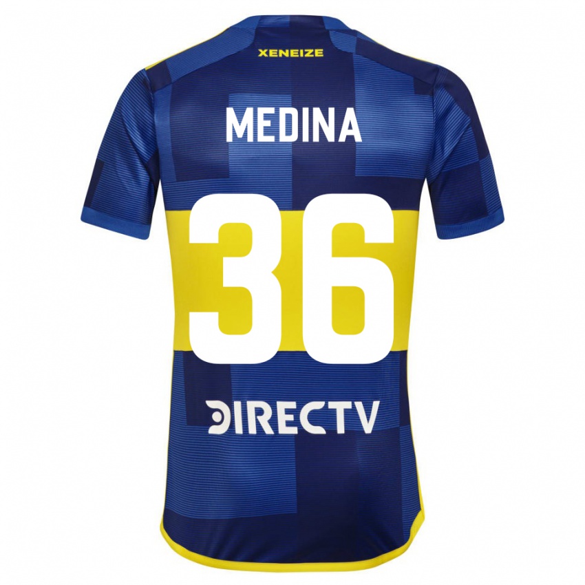 Niño Camiseta Cristian Medina #36 Azul Oscuro Amarillo 1ª Equipación 2023/24 La Camisa