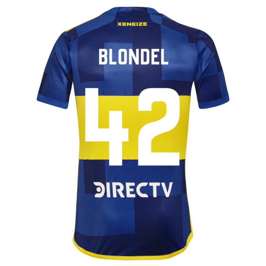 Niño Camiseta Lucas Blondel #42 Azul Oscuro Amarillo 1ª Equipación 2023/24 La Camisa